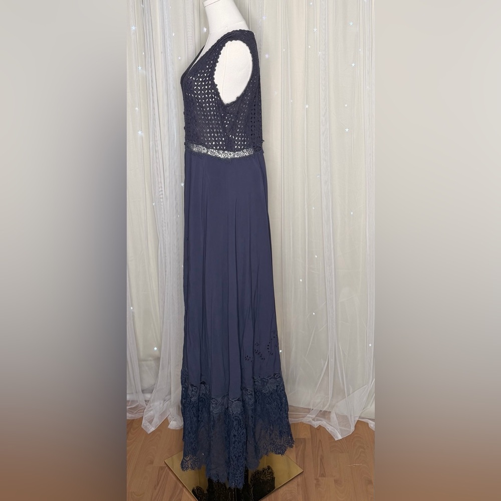 Johnny Was Love Midnight Eyelet Blue Lace Maxi Dress Gavin - Picture 3 of 7